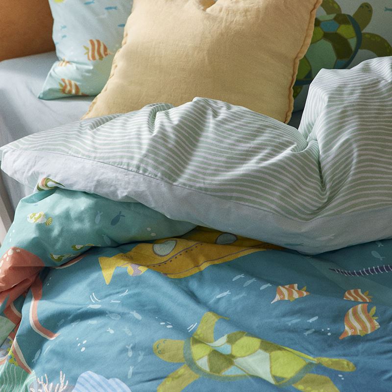 What Lives In The Ocean Sea Green Quilt Cover Set