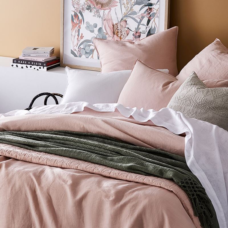 Vintage Washed Linen Nude Pink Quilt Cover Separates