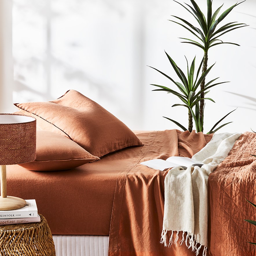 Vintage Washed Linen Brick Sheet Separates + Pillowcases