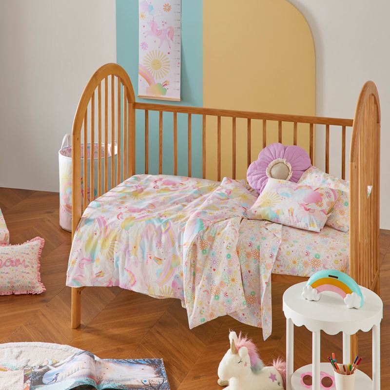 Stonewashed Cotton I Love Unicorns Rainbow Quilt Cover Set