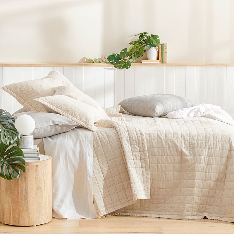 Mosman Sand Stripe Quilted Pillowcases