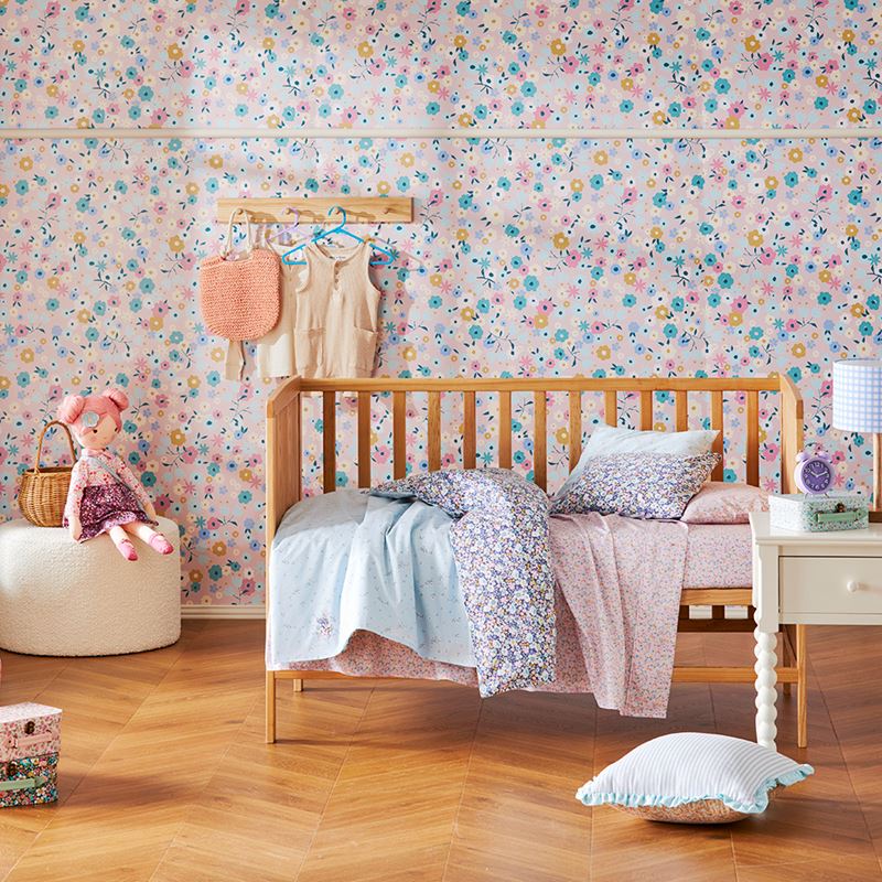 Heirloom Betsie Blue Navy Floral Cot Quilt Cover Set