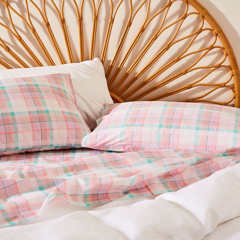 Coral Check Printed Sheet Set