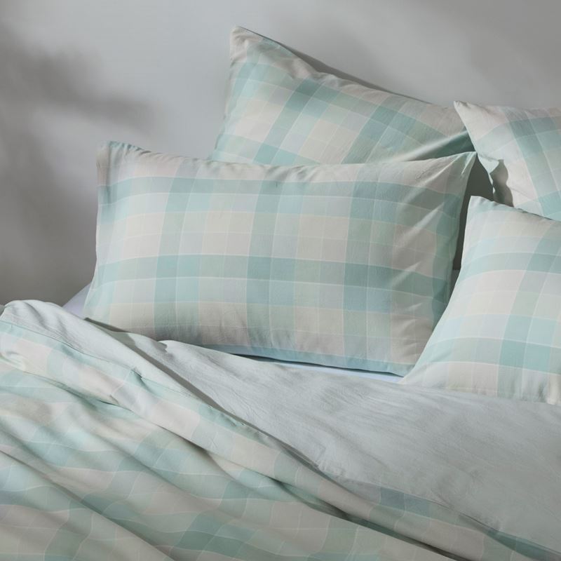 Opal Check Mint Blue Quilt Cover Set + Separates