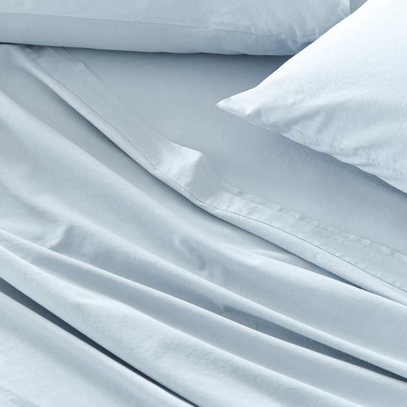 Stonewashed Cotton Ice Blue Sheet Set