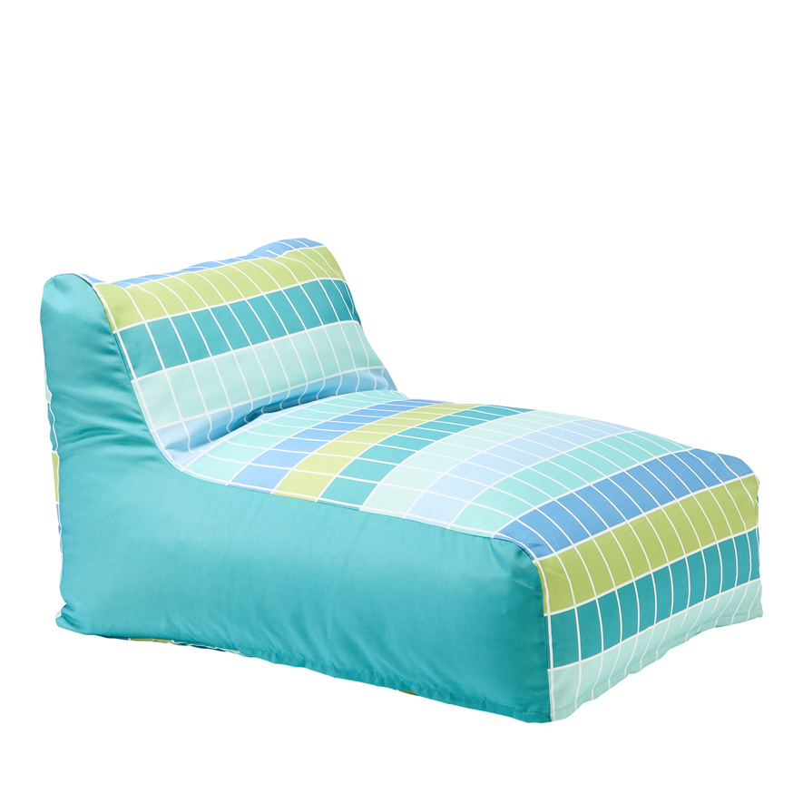 Outdoor Aqua Subway Grid Bean Bag Cover