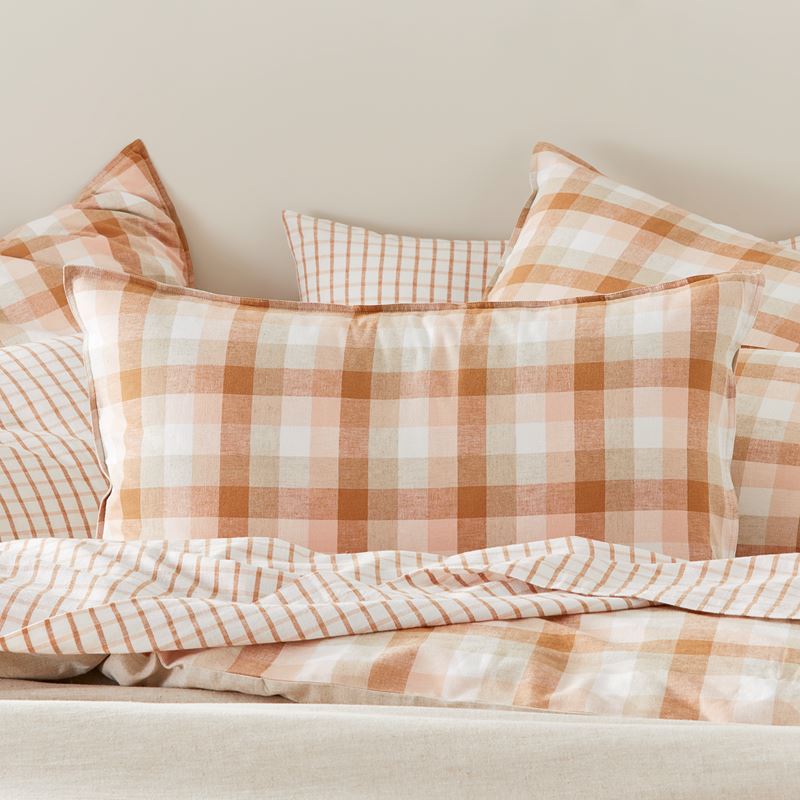 Vintage Washed Linen Cotton Earth Check Quilt Cover Set + Separates