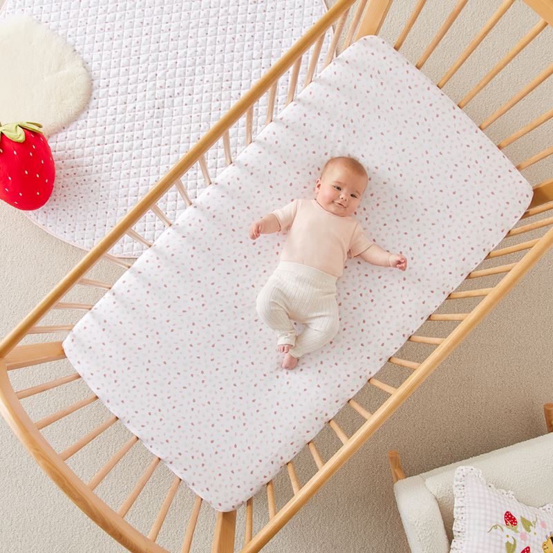 Heirloom Berry Sweet White Jersey Baby Fitted Sheets 2pk