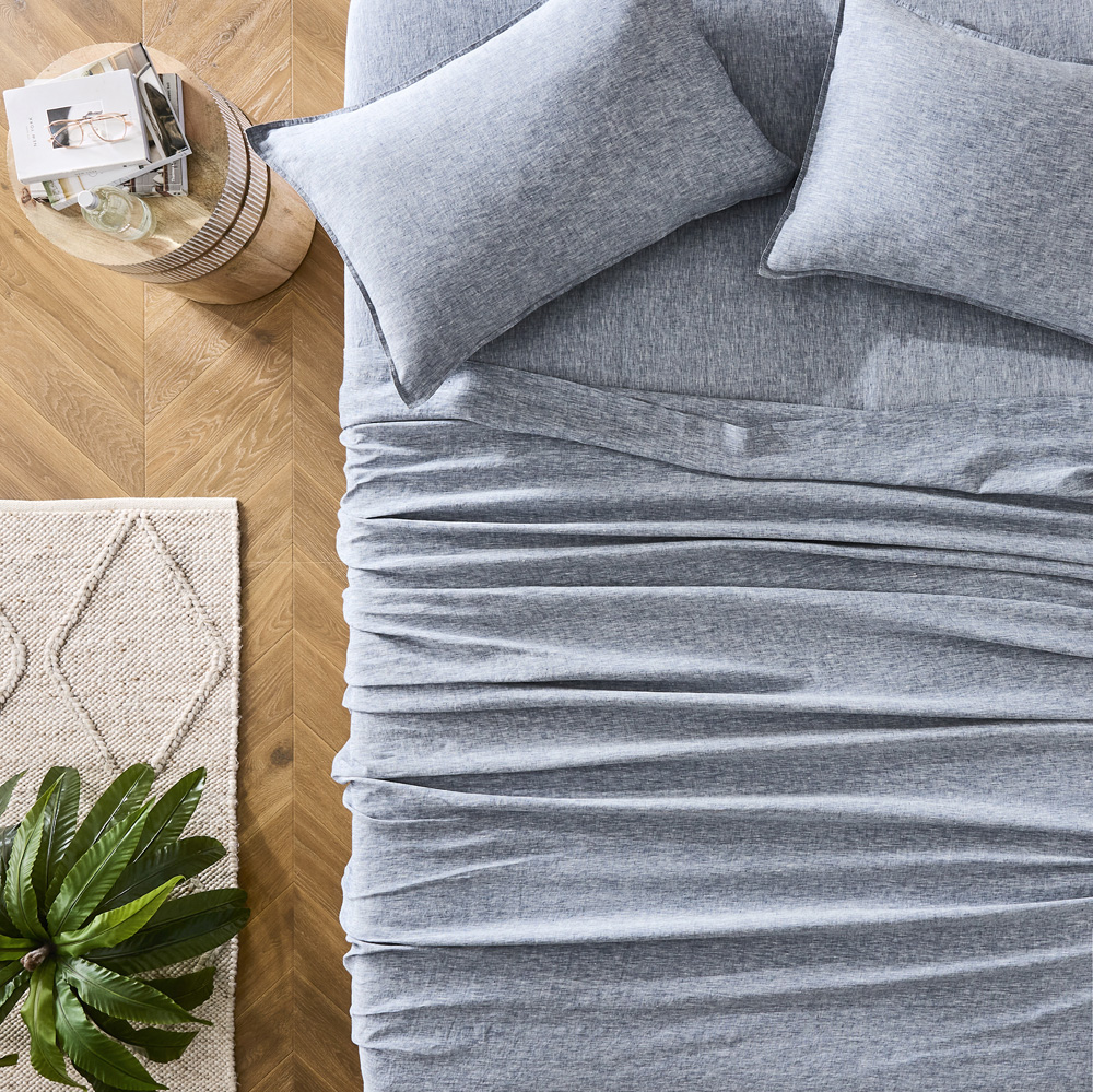 Vintage Washed Linen Navy Marle Sheet Separates