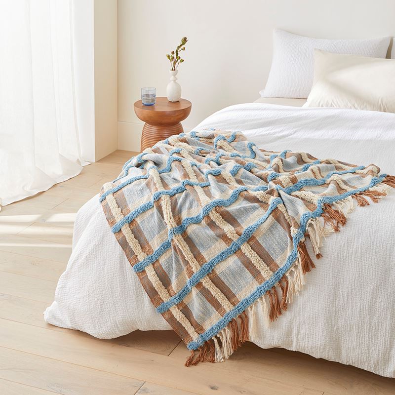 Ani Natural & Blue Check Throw
