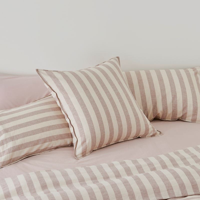 Vintage Washed Linen Cotton Cocoa Stripe Quilt Cover Set + Separates