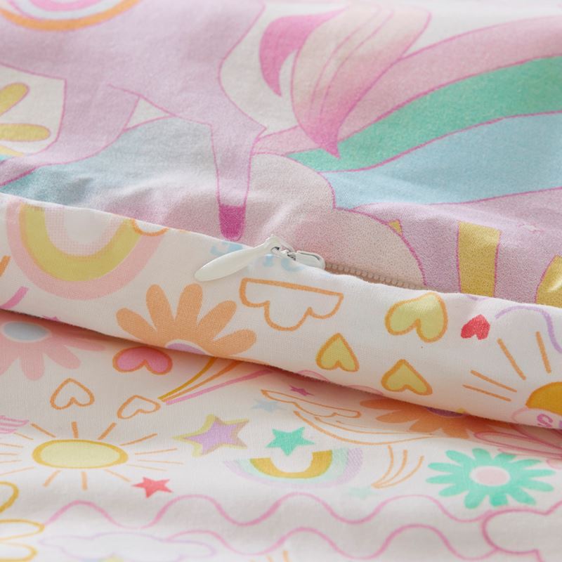 Stonewashed Cotton I Love Unicorns Rainbow Cot Quilt Cover Set