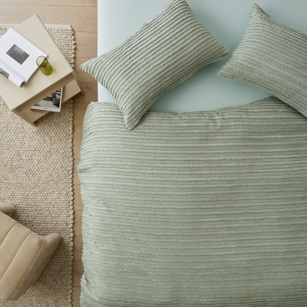 Merricks Soft Green Tufted Quilt Cover Set