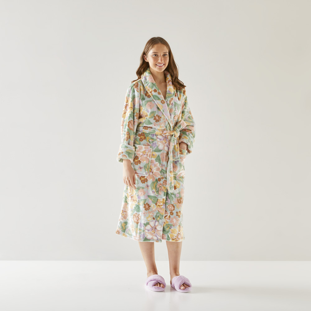 Printed Ultra Soft Green Multi Byron Floral Robe