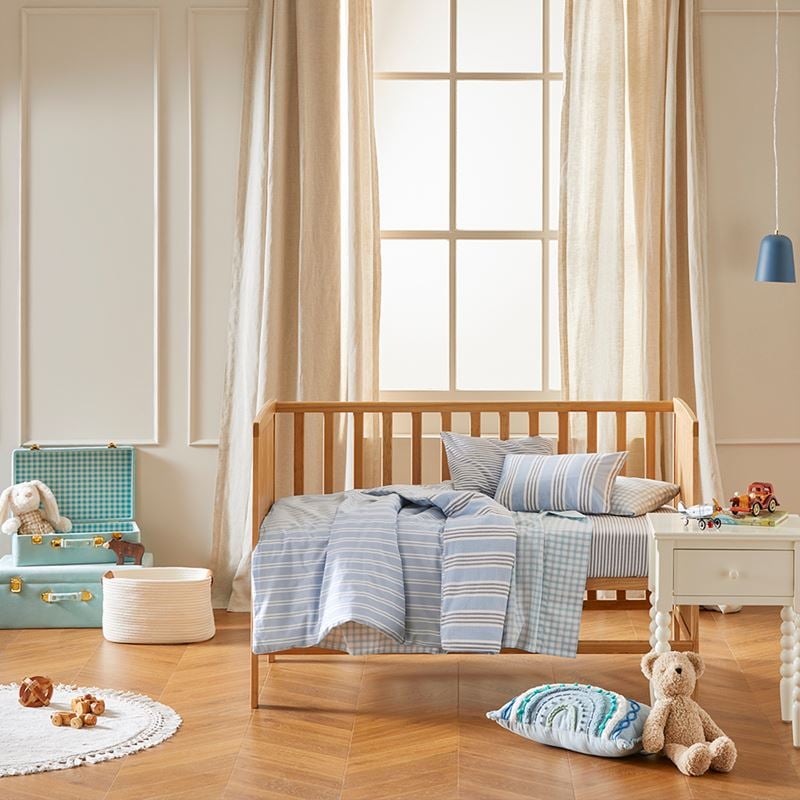 Heirloom Theodore Yarn Dyed Blue Stripe Quilt Cover Set