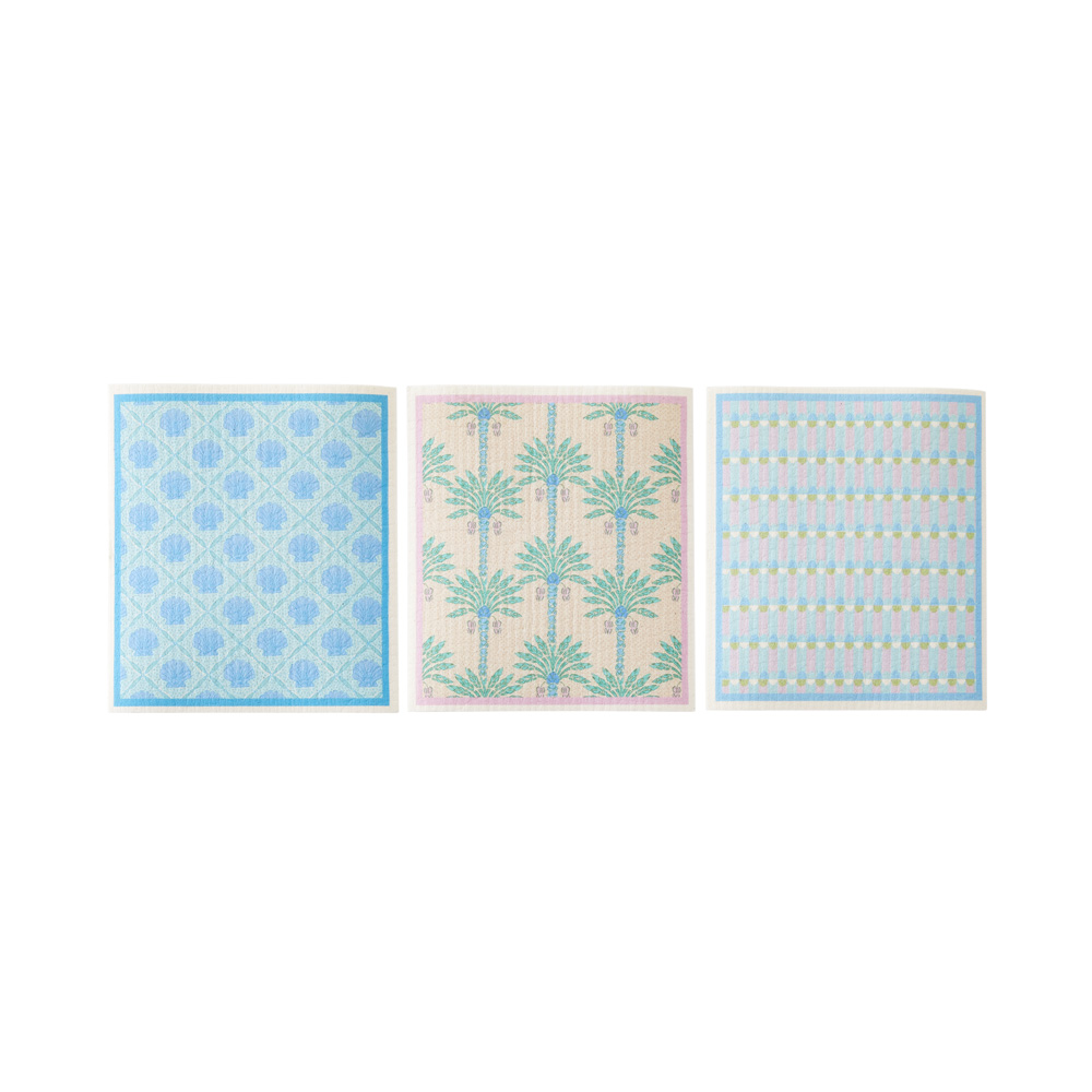 Printed Panama Dishcloth Pack of 3