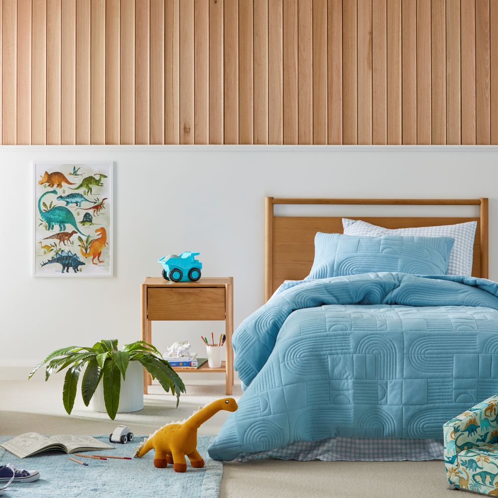 Marlowe Sky Blue Quilted Jersey Quilt Cover Set