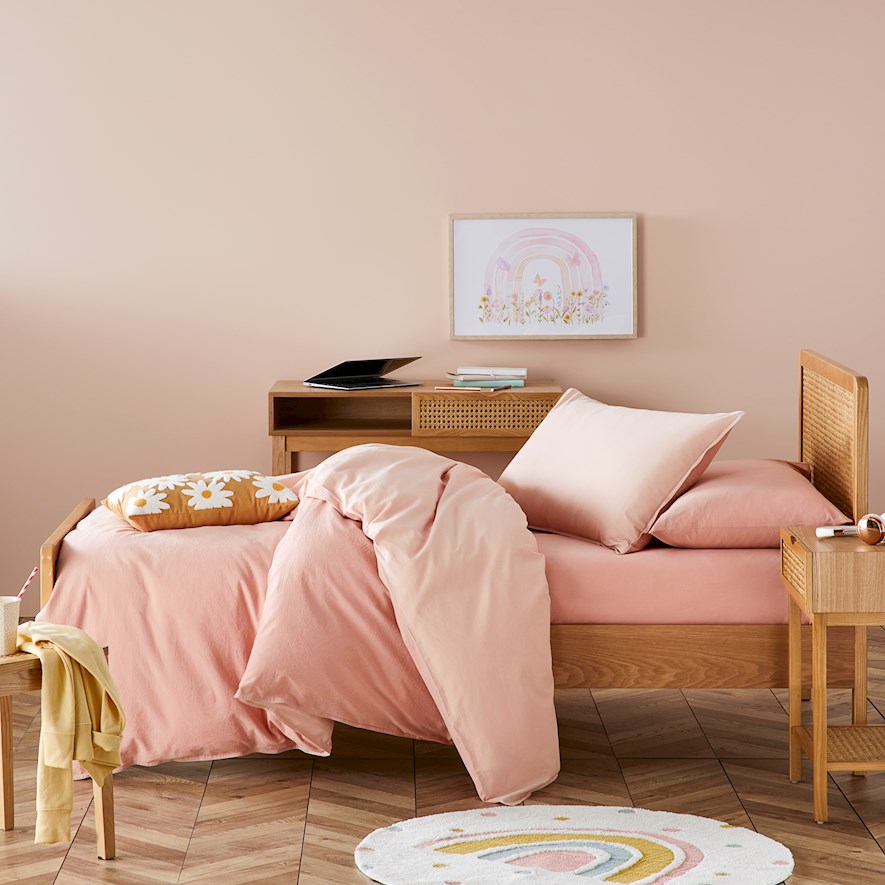 Stonewashed Cotton Pink Sand Quilt Cover Set