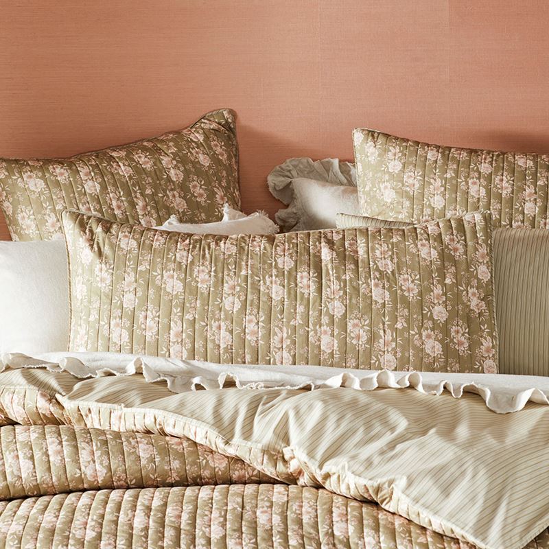 Vintage Rose Olive Quilted Quilt Cover Separates