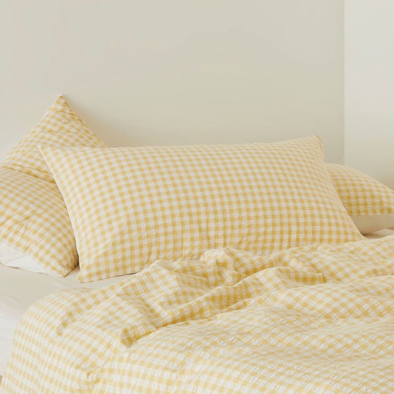Talia French Butter Check Quilt Cover Set + Separates