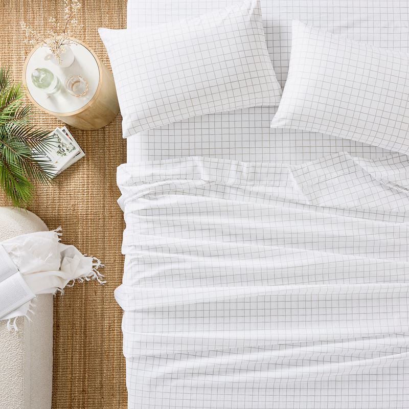 1500TC Brooklyn Printed Silver Grid Pillowcases