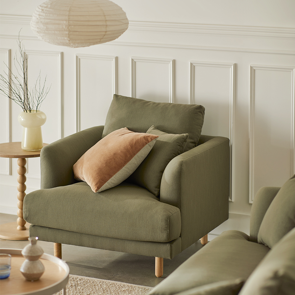 Virginia Khaki 1 Seater Sofa