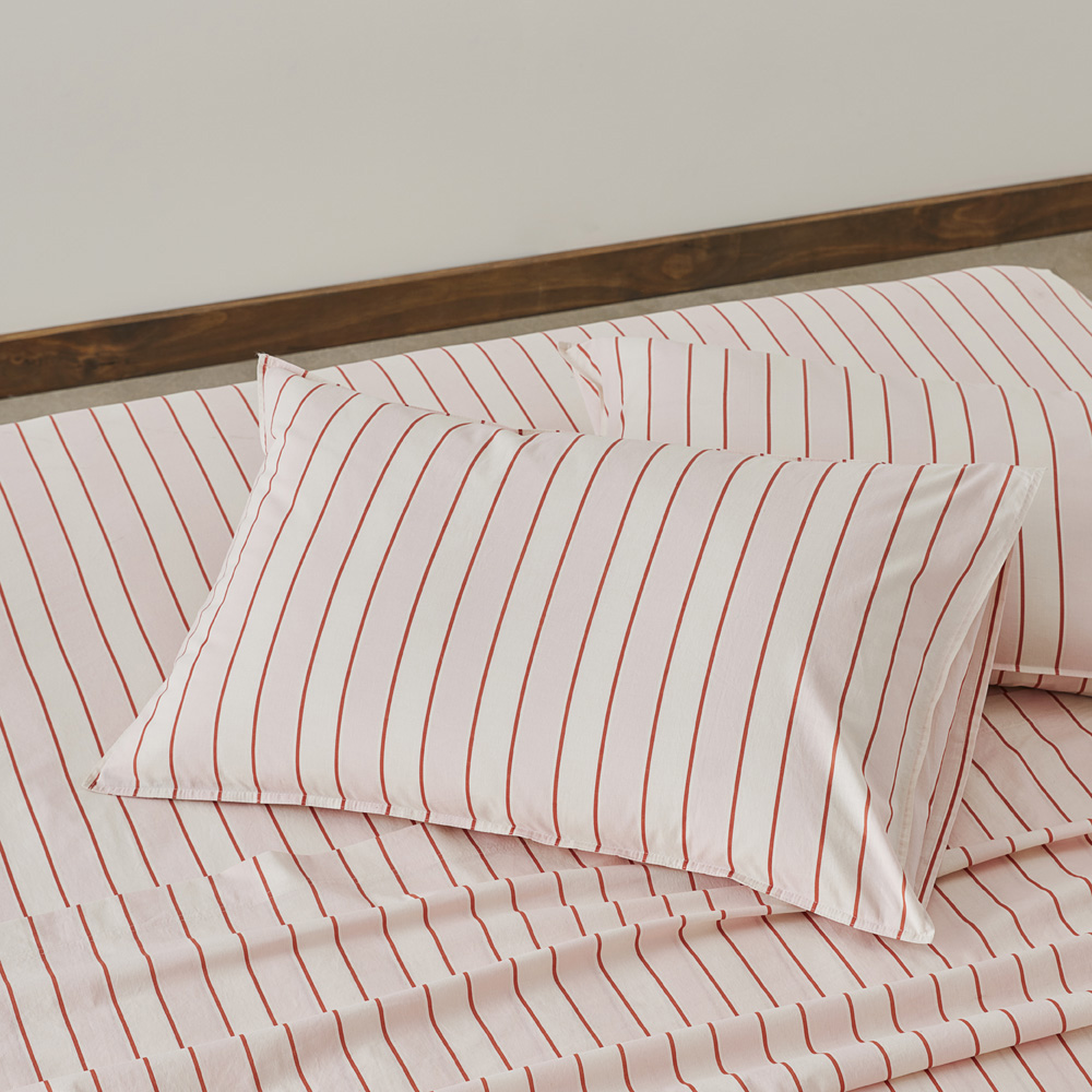 Stonewashed Cotton Sunset Stripe Paprika Pillowcases