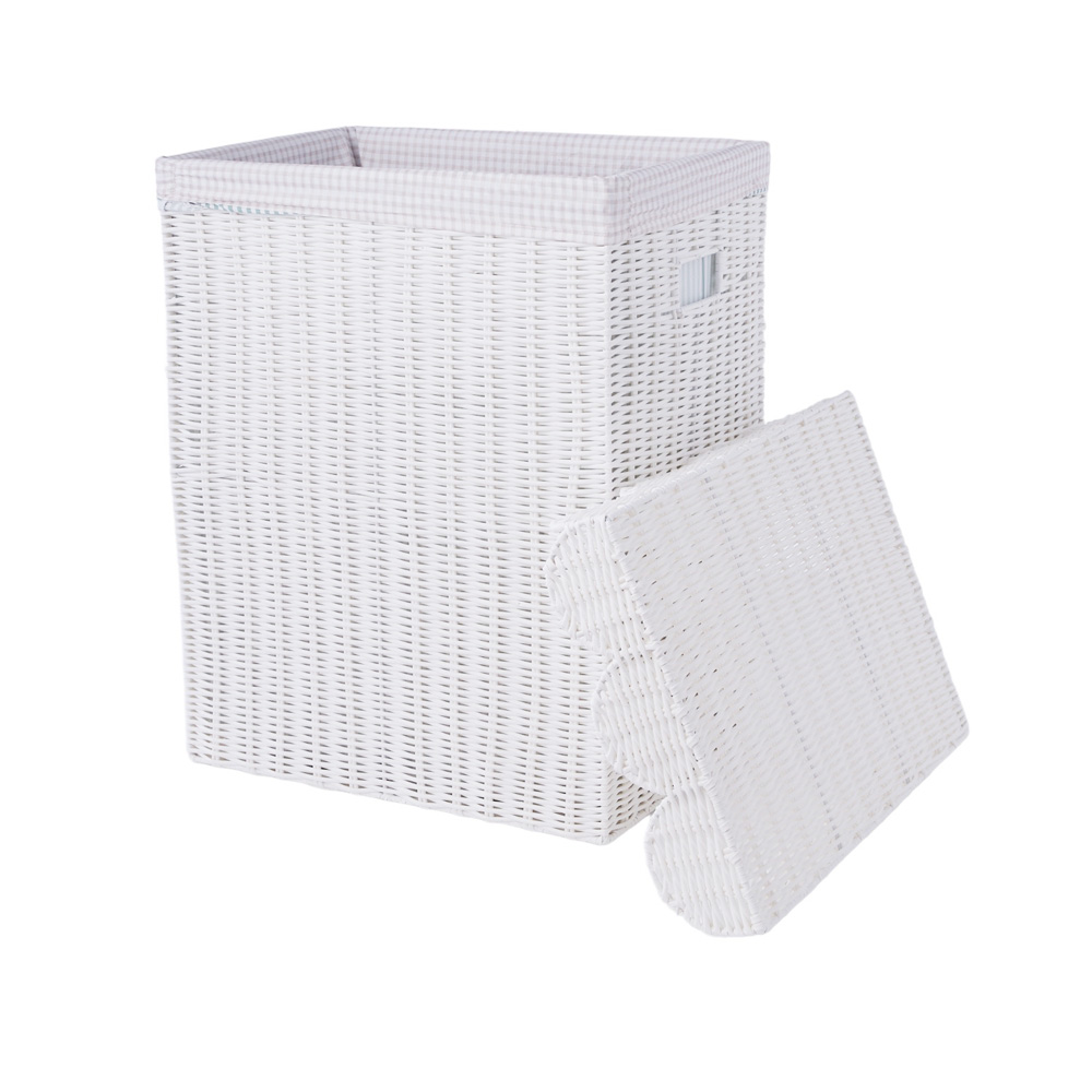 Scalloped White Laundry Basket