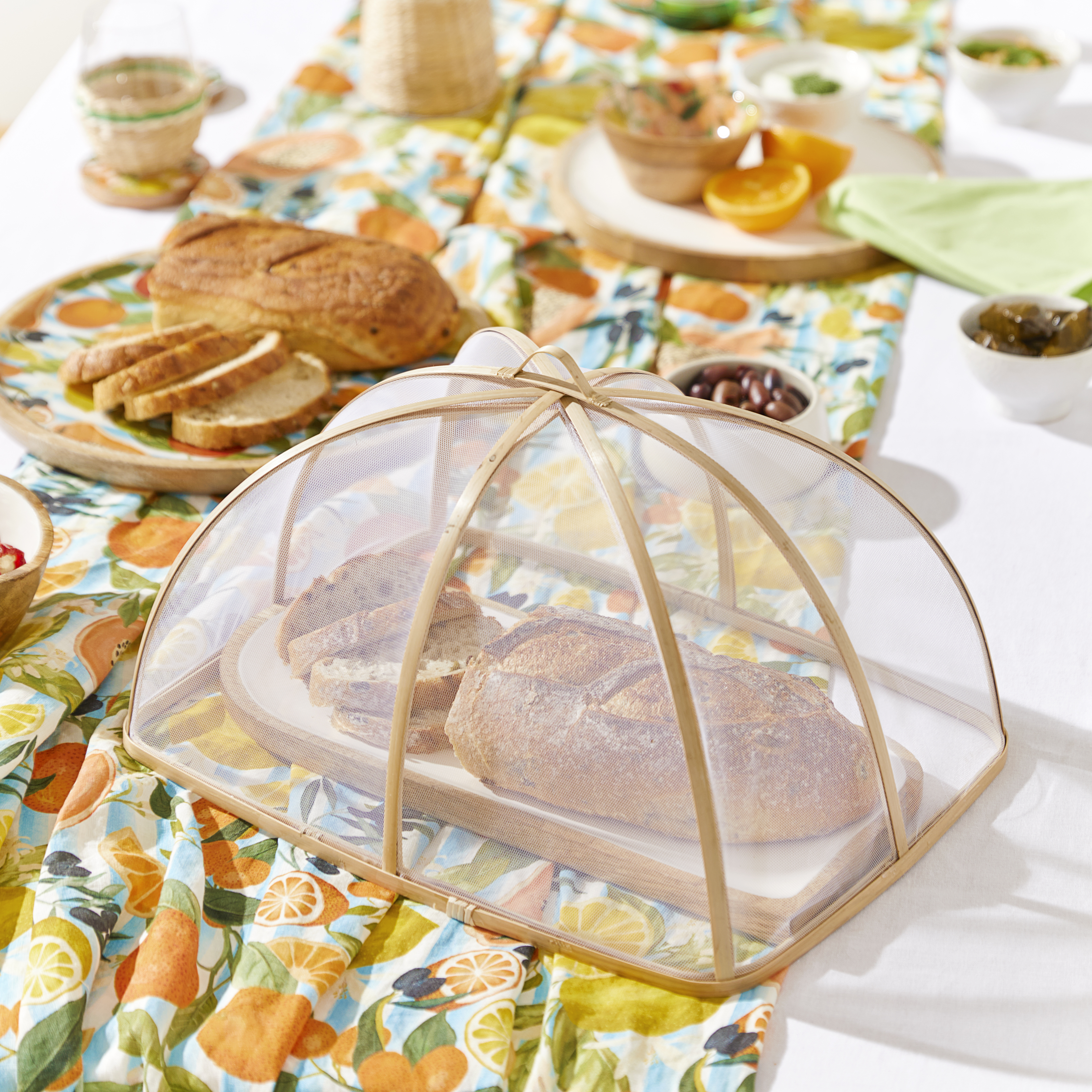 Hanoi White & Natural Rectangle Food Cover