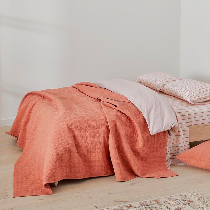 Stonewashed Cotton Paprika Quilted Coverlet Separates
