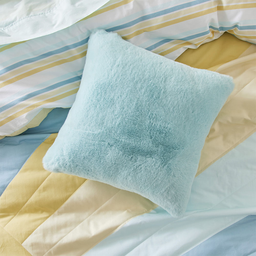 Faux Aqua Sky Rabbit Fur Cushion