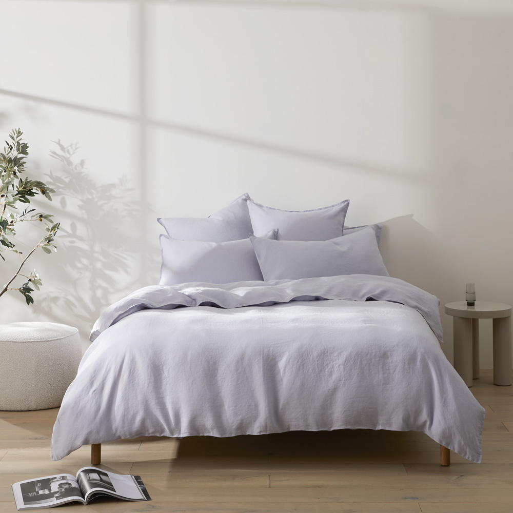 Vintage Washed Linen Lilac Hint Quilt Cover Separates