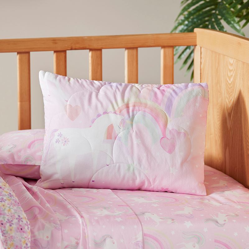Unicorn Squad Pink Cot Quilted Quilt Cover Set