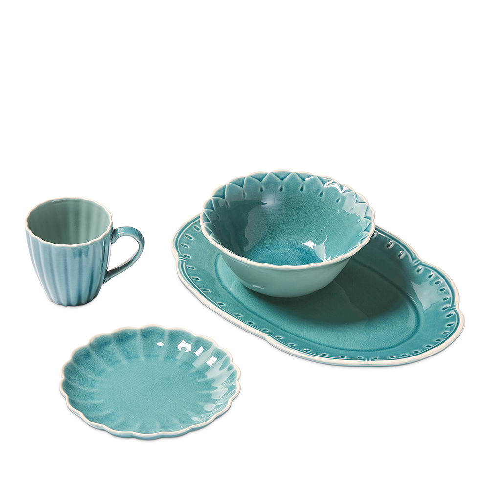 Adeline Scallop Teal Servingware