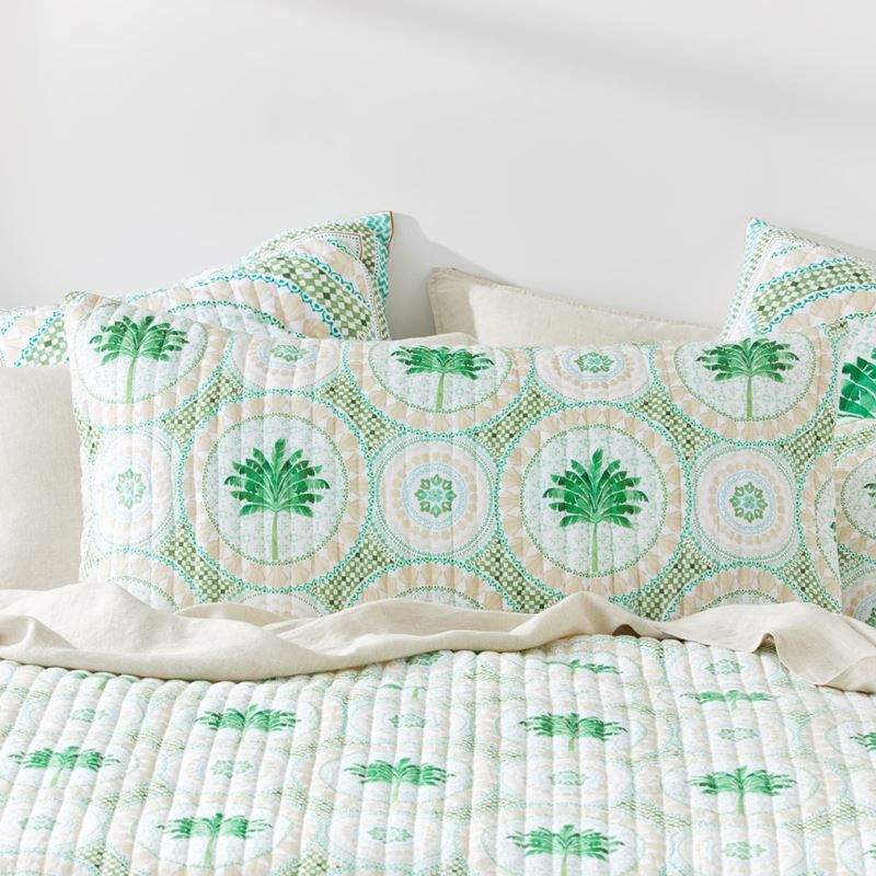 Florida Palm Green Quilted Quilt Cover Separates