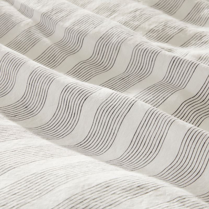 Vintage Washed Linen Fine Onyx & White Stripe Pillowcases