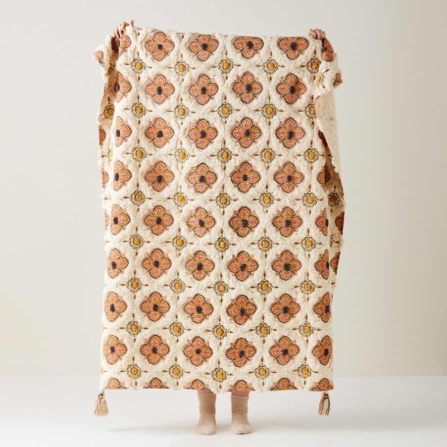 Leighton Natural & Pink Throw