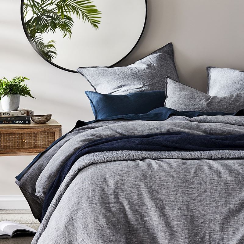 Vintage Washed Linen Indigo Quilt Cover Separates