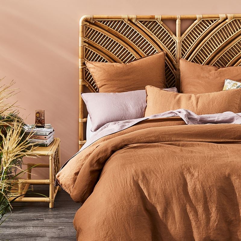 Vintage Washed Linen Caramel Quilt Cover Separates