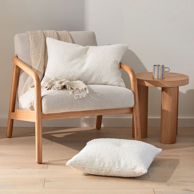 Otis White Long Boucle Cushion