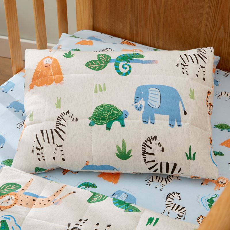Jungle Adventure Grey Marle Jersey Quilted Cot Quilt Cover Set