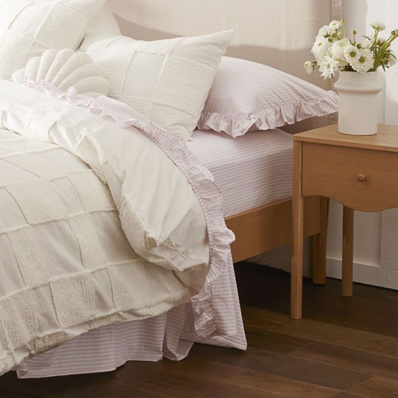 Ruffle Nude Pink Stripe Sheet Set