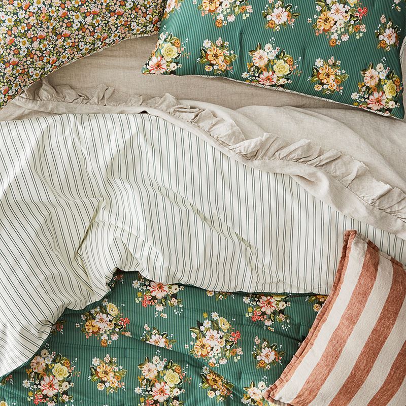 Elsie Floral Pine Quilted Quilt Cover Separates