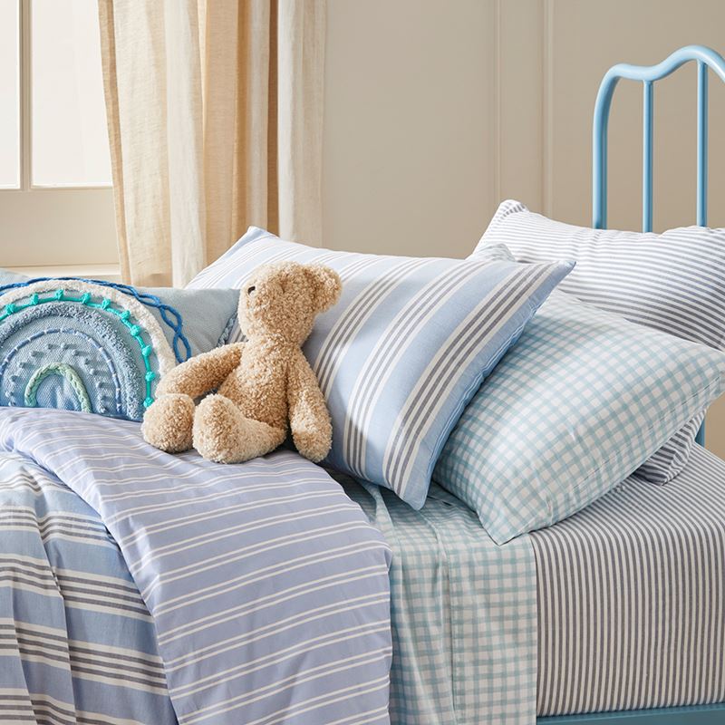 Heirloom Theodore Yarn Dyed Blue Stripe Quilt Cover Set