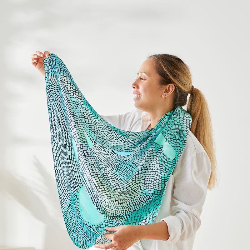 Miimi + Jiinda Lowanna Aqua Silk Scarf