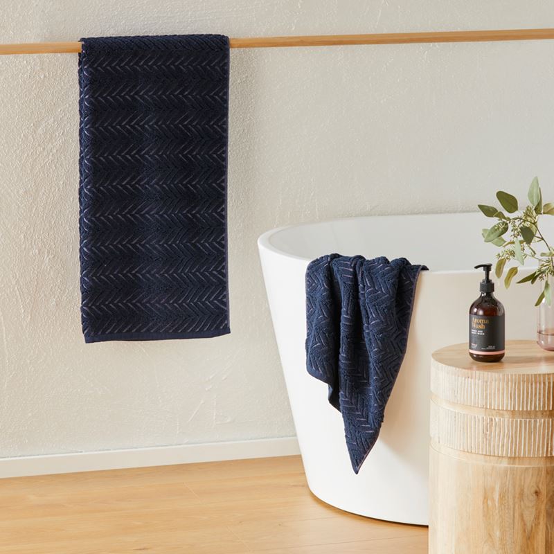 Mimosa Navy Marle Textured Towel Range