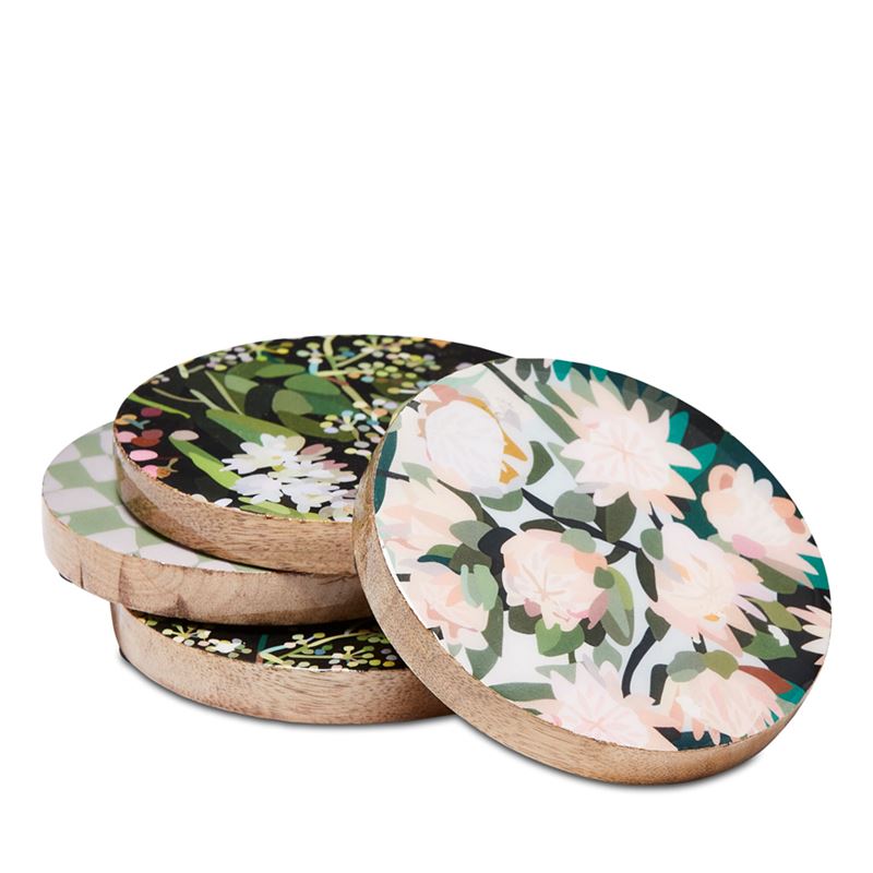 Kimmy Hogan Gathered Mixed Timber Coasters Pack of 4
