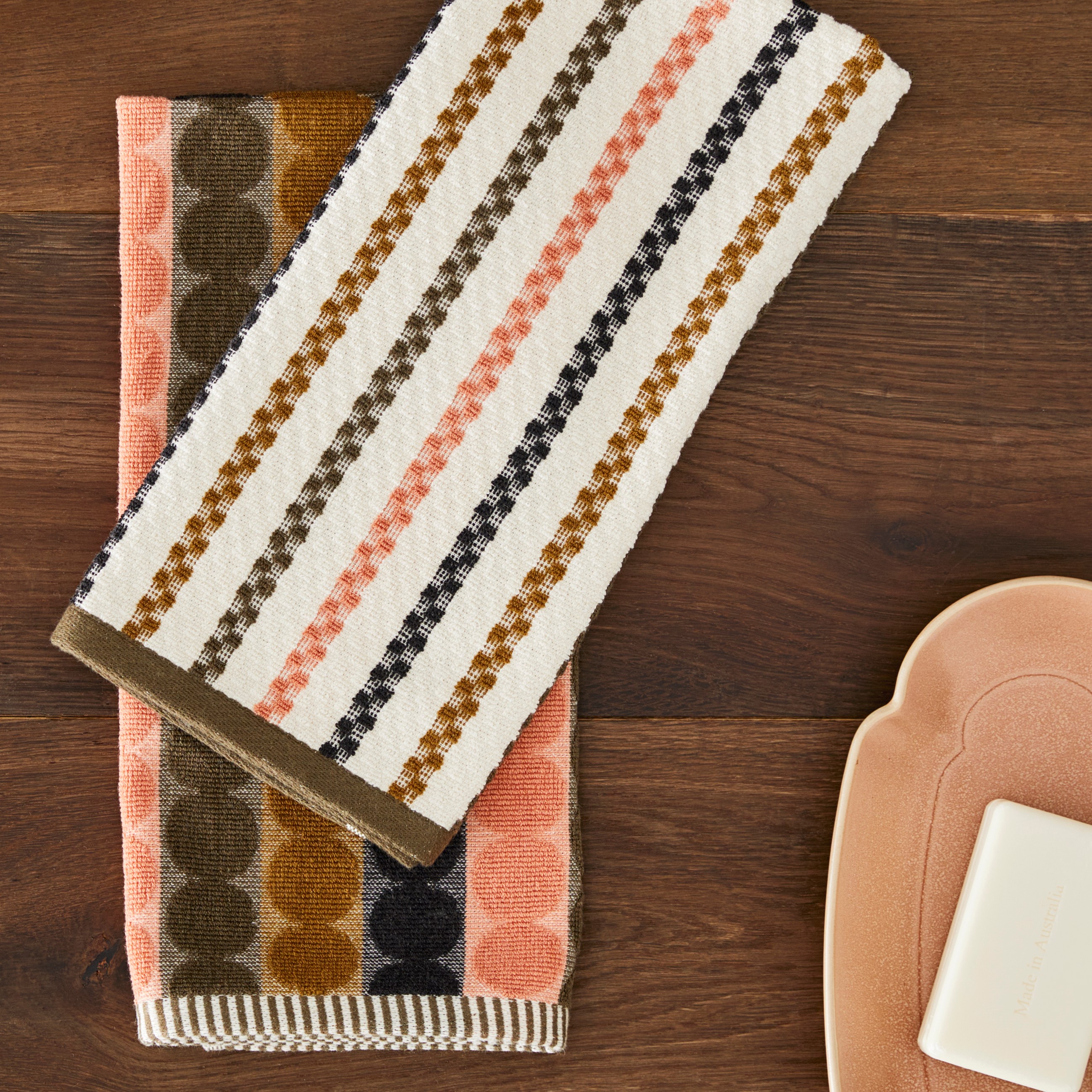 Mimi Dark Moss Cotton Bamboo Tea Towels Pack of 2