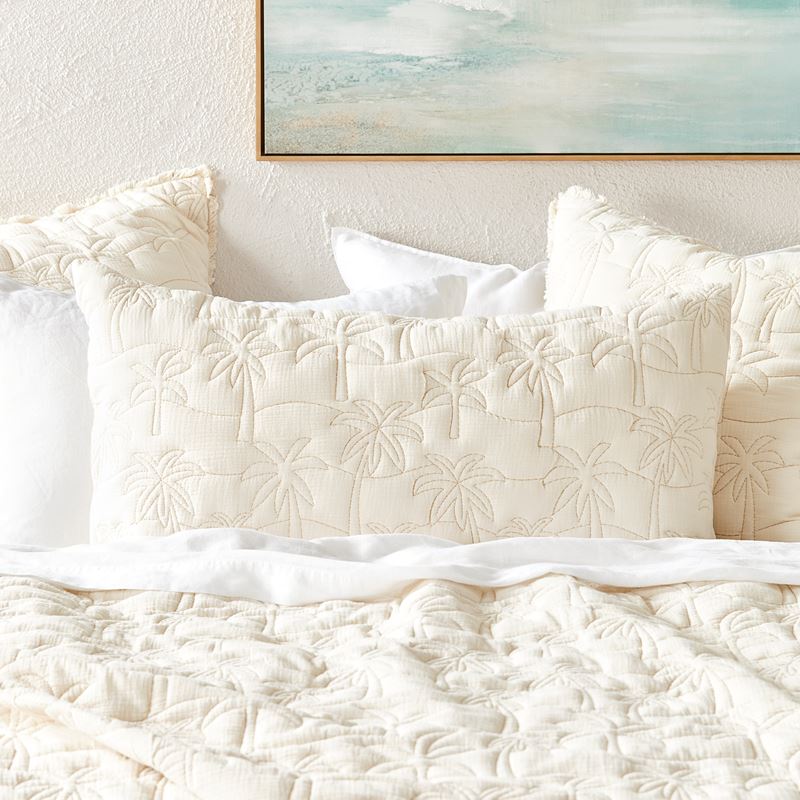 Palm Cove Natural Quilted Coverlet