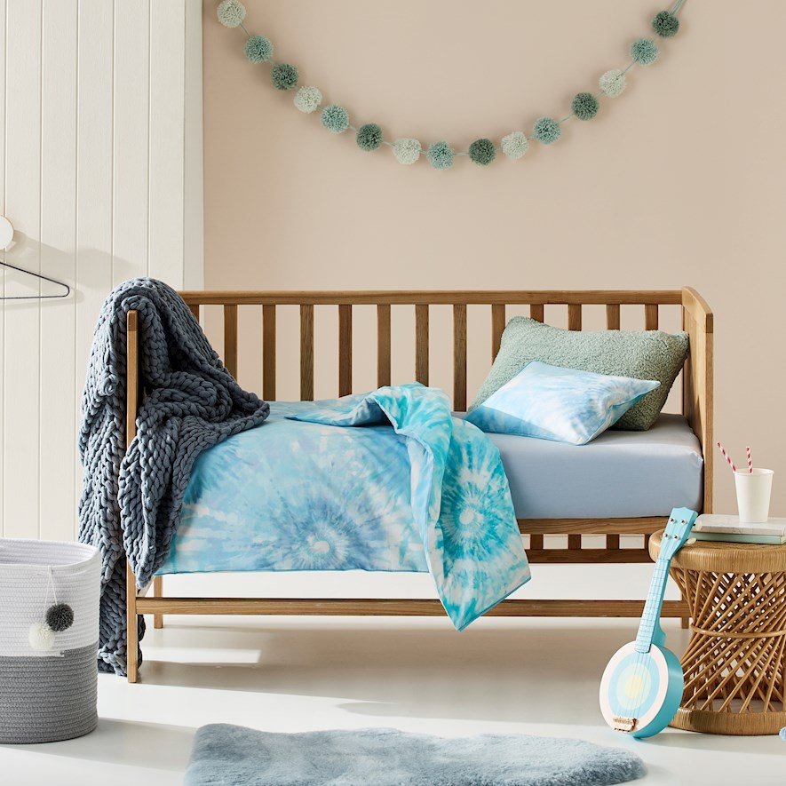 Tie Dye Blue Cot Quilt Cover Set